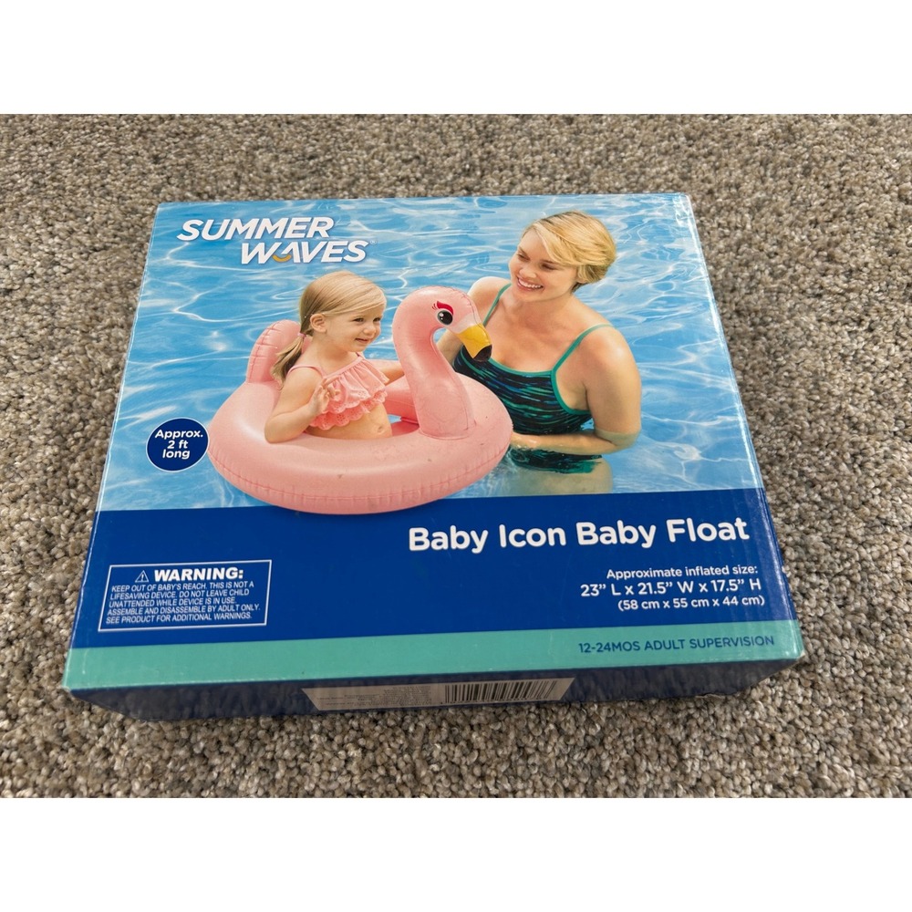 Summer Waves Pink Flamingo Baby Icon Baby Float Inflatable Pool Toy 12-24 Months